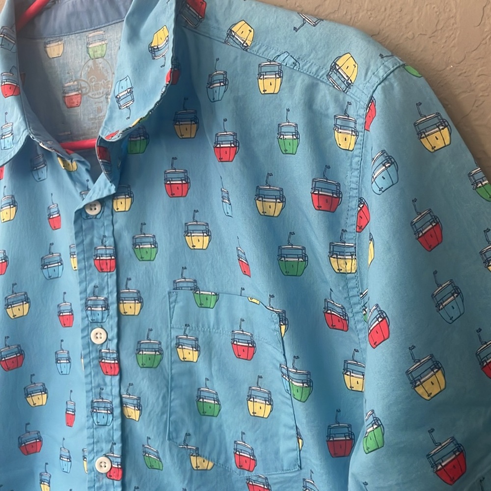 Disney Parks Disneyland Skyway Buckets Short Sleeve Button down Shirt - Picture 3 of 8